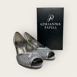 NWBWD | Adrianna Papell | Jolene Slingback Sandal Heels | Silver | 8.5 M US